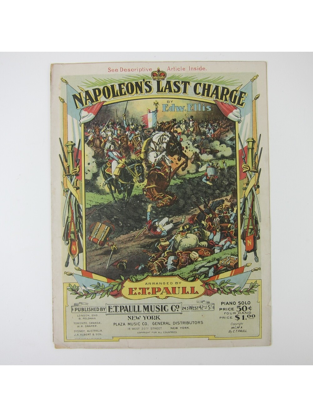 Sheet Music Napoleon's Last Charge Waterloo Edward Ellis E.T. Paull Antique 1910